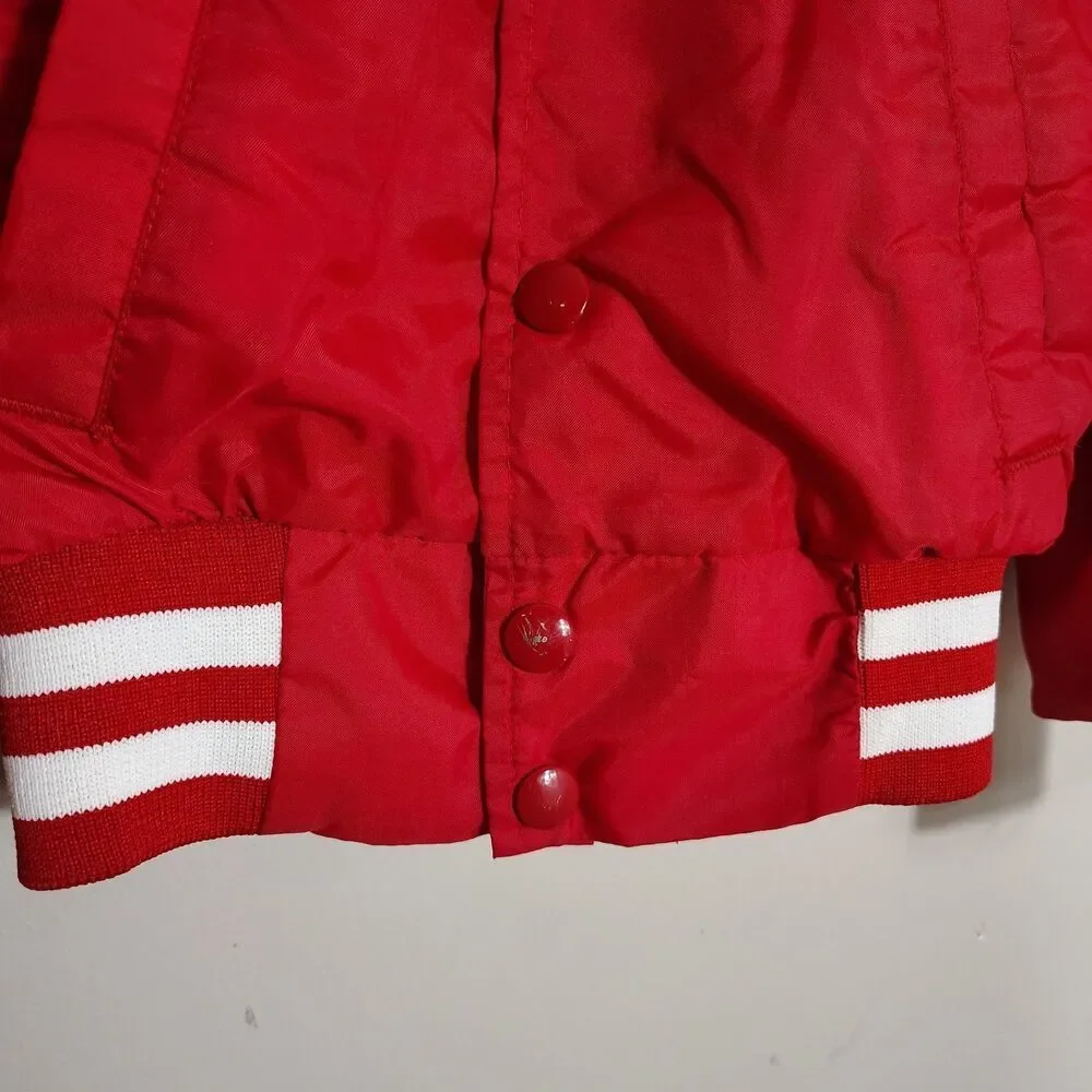 Vintage Disney EPCOT Mickey Mouse Kids Bomber Jacket Red Nylon USA Size 4